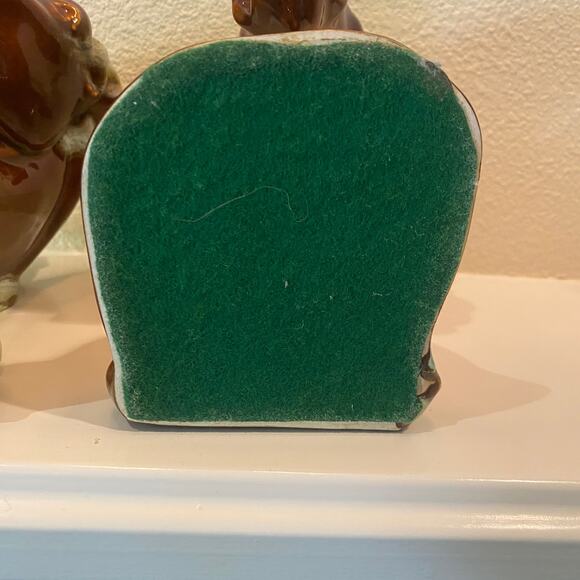 Vintage Ceramic Horse Head Bookends Brown & Cream Glaze Mid-Century Pair - Picture 7 of 13